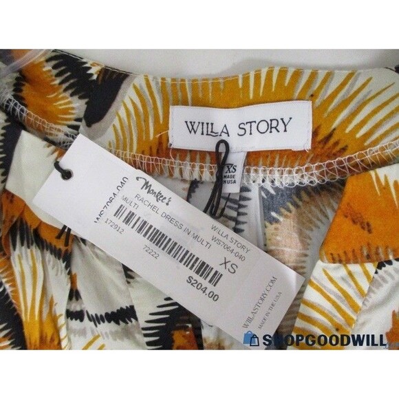 NWT Willa Story Orange Black Dress Sz XS Puff Sleeve Cotton Full Skirt Whimsical - Picture 5 of 9